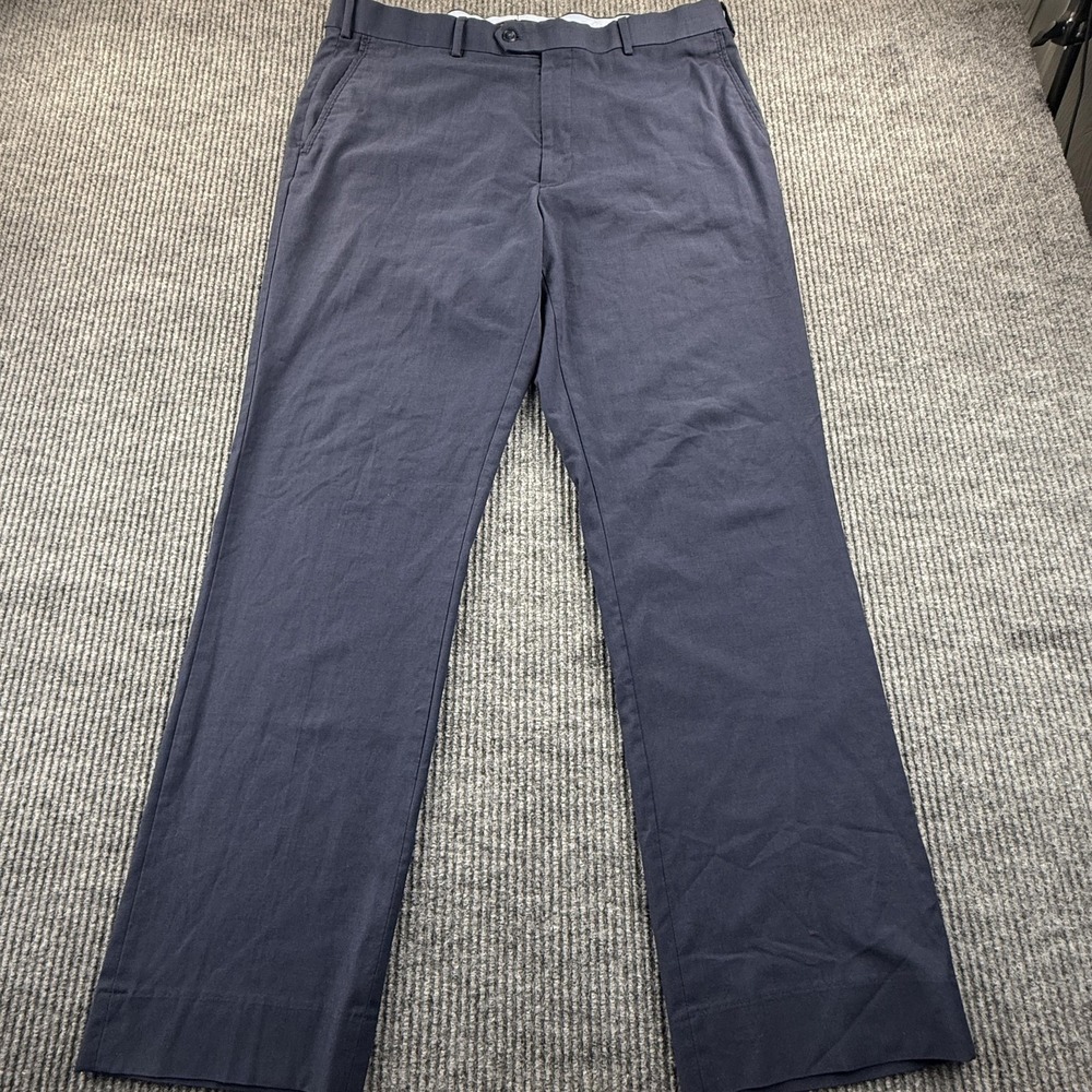 Roundtree &‎ Yorke TravelSmart Pants Mens 36x30* Blue Stretch Dress Chino Casual